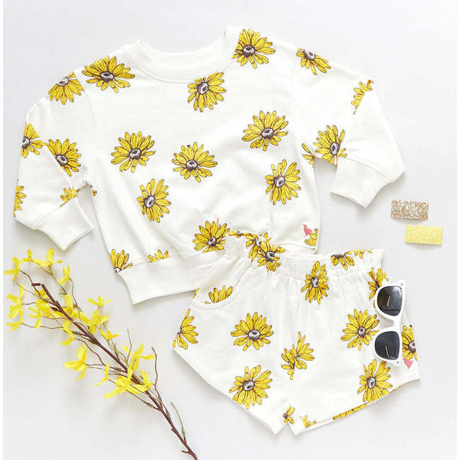 Girls Organic Sweatshirt, Floating Daisy - Sweatshirts - 5