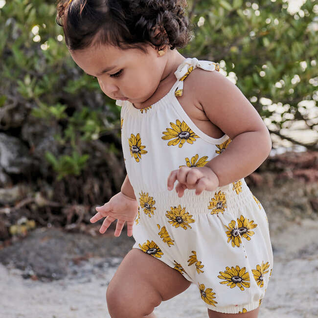 Baby Girls Organic Luna Romper, Floating Daisy - Rompers - 3