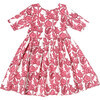 Girls Organic Steph Dress, Pink Stem Floral - Dresses - 6 - thumbnail