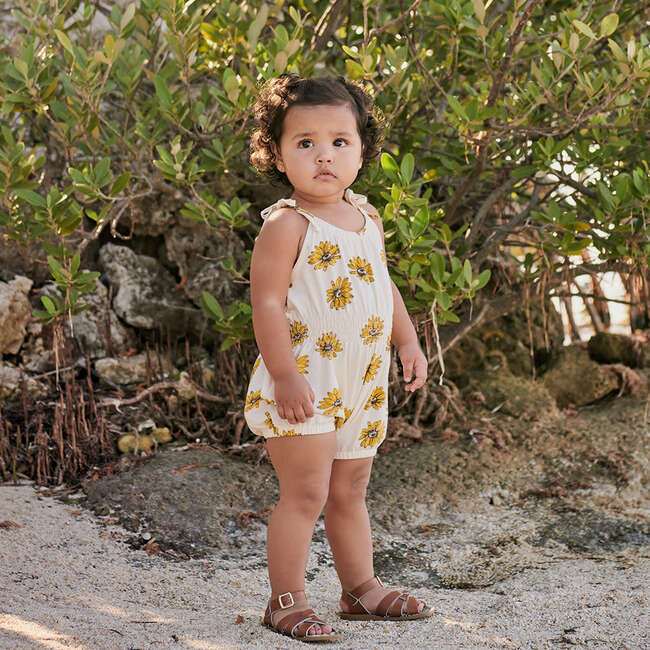 Baby Girls Organic Luna Romper, Floating Daisy - Rompers - 4