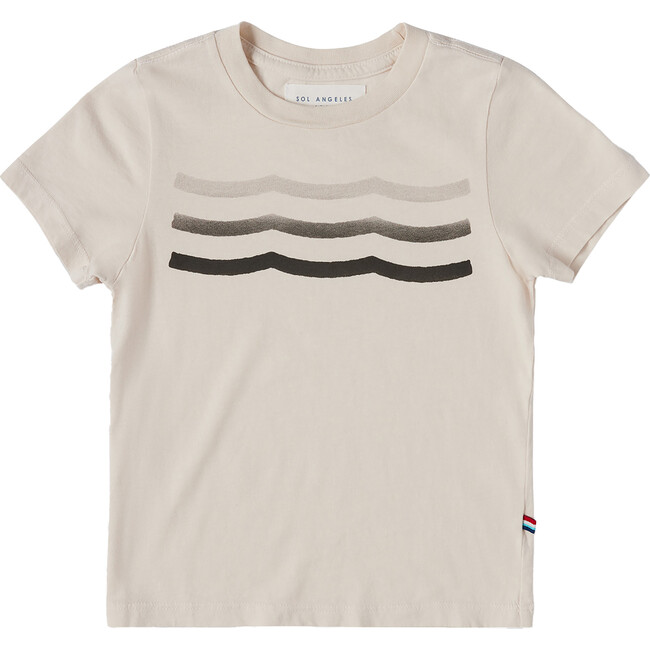 Greyscale Waves Crew Neck Tee, Ecru - T-Shirts - 1