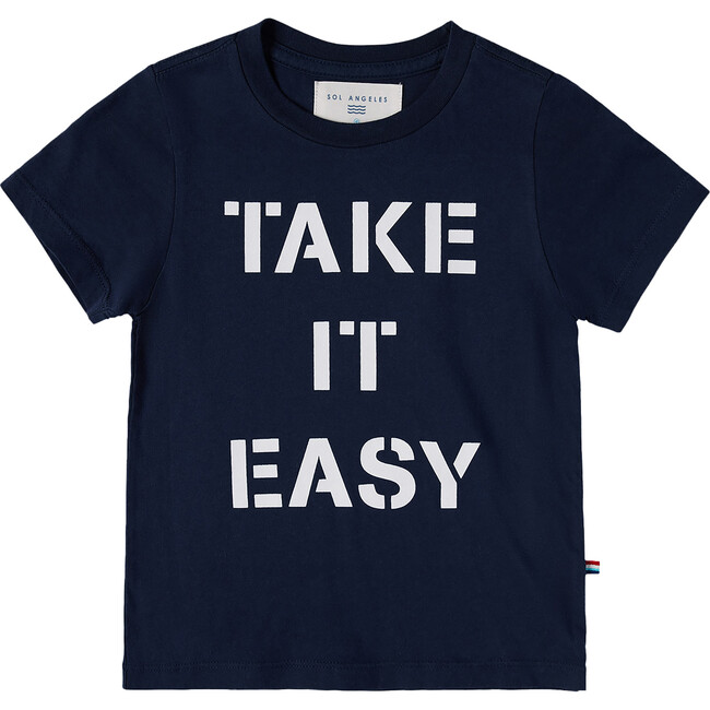 Take It Easy Crew Neck Tee, Indigo - T-Shirts - 1