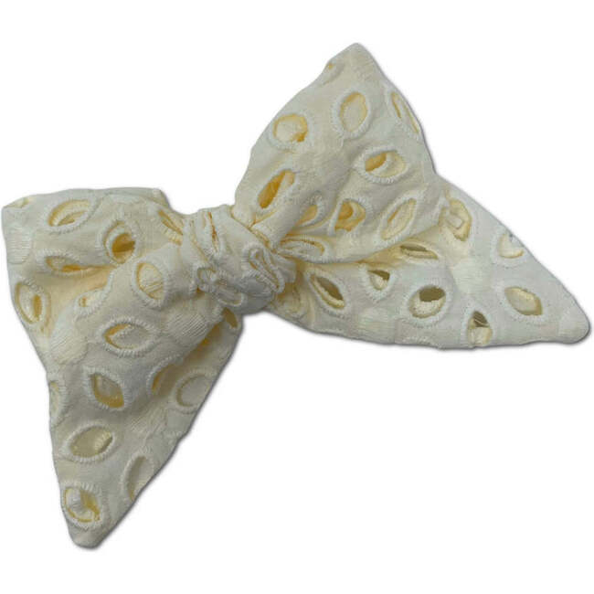 Hand-Tied Eyelet Bow, Pale Yellow