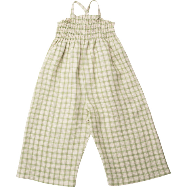 Jumping Jack Linen Check Wide Leg Jumpsuit, Olive And Oat