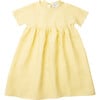 Hopscotch Linen Short Raglan Sleeve Check Dress, Lemon - Dresses - 1 - thumbnail