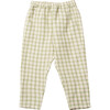 Jumping Jack Check Linen Straight Leg Trousers, Oat And Olive - Pants - 1 - thumbnail