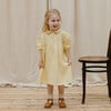 Duck Goose Linen Puff Sleeve Check Dress, Lemon - Dresses - 2