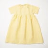 Hopscotch Linen Short Raglan Sleeve Check Dress, Lemon - Dresses - 4