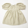 Marbles Check Linen Puffed Raglan Sleeve Dress, Oat And Olive - Dresses - 5 - thumbnail