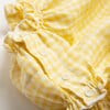 Dominos Check Linen Shirred Bodice Romper, Lemon - Rompers - 4