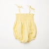 Dominos Check Linen Shirred Bodice Romper, Lemon - Rompers - 5