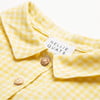 Duck Goose Linen Puff Sleeve Check Dress, Lemon - Dresses - 4