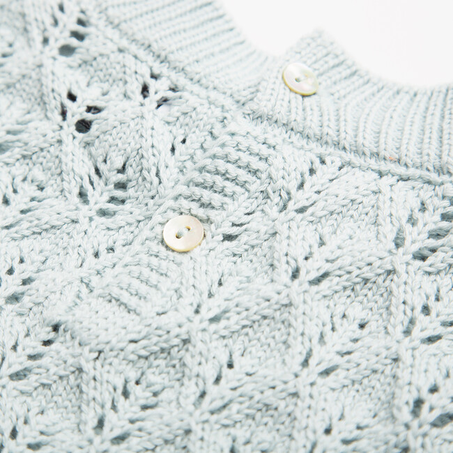 Scrabble Organic Cotton Knit Short Puff Sleeve Jumper, Powder Blue - Jumpers - 4