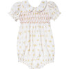 Emmy Hand-Smocked Bubble Romper, Sunny Sprig - Onesies - 1 - thumbnail