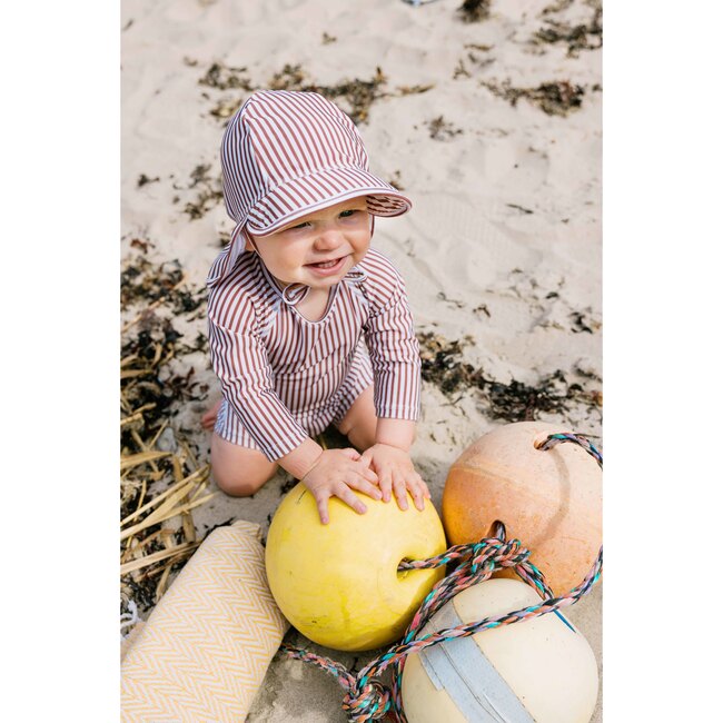 Goldie One Piece Swimsuit  Print Acorn, Brown Stripes - Swim Trunks - 2