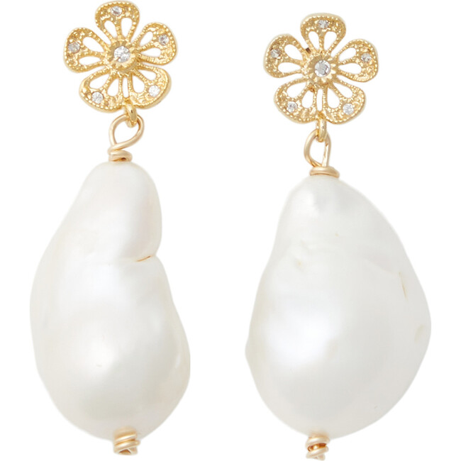 Women's Honeymoon Pearl And Gold Earrings