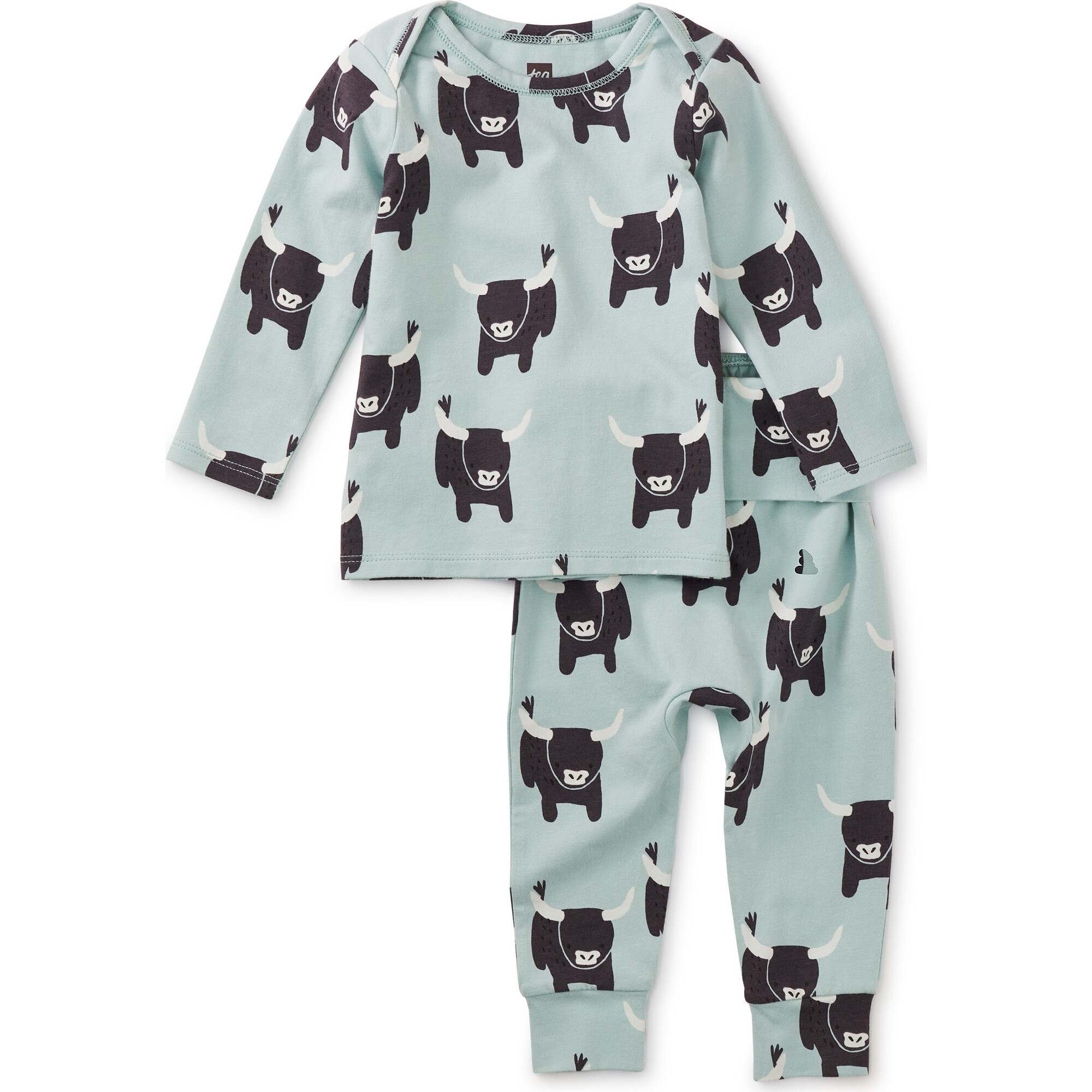 Printed Lap Shoulder Long Sleeve Top Set, Torito - Mixed Apparel Set - 1