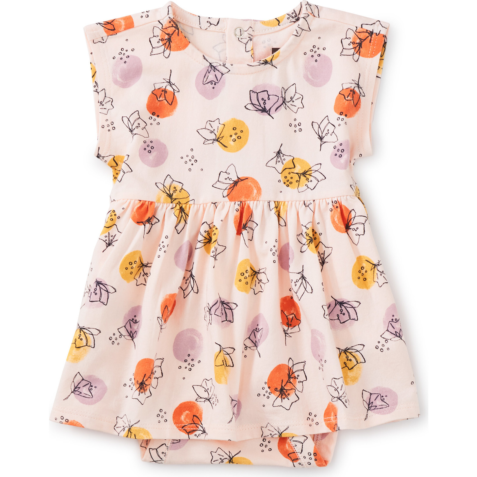 Printed Cap Sleeve Bodysuit Dress, Squash Blossom Dot - Dresses - 1