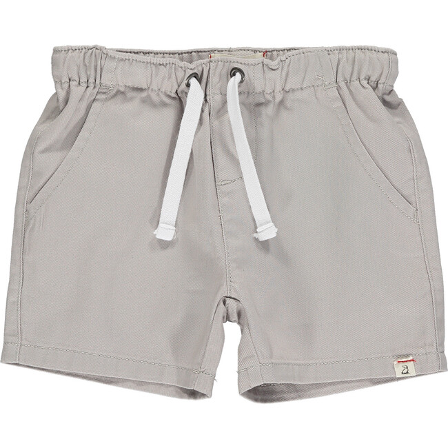 Twill Woven Shorts With Fake Tie Cord, Pale Grey - Shorts - 1