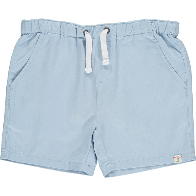 Twill Woven Shorts With Fake Tie Cord, Pale Blue