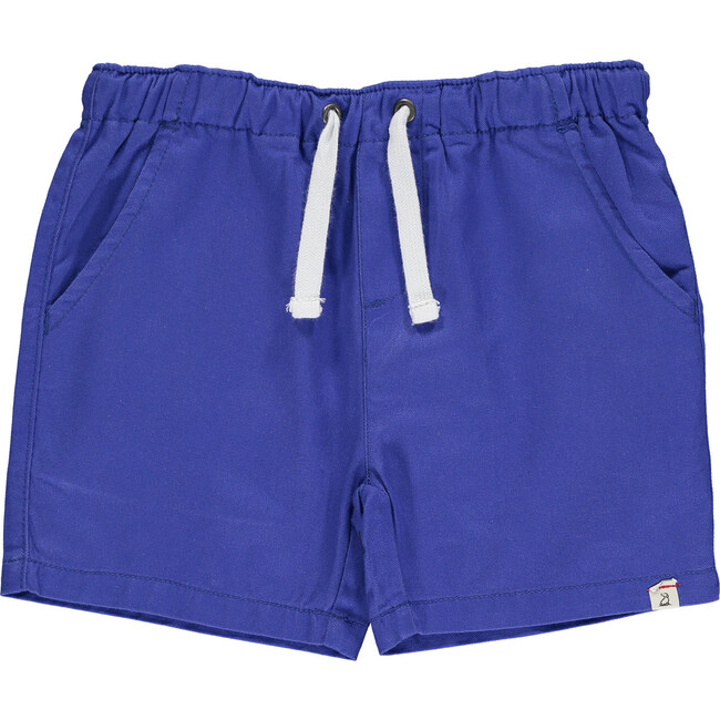 Twill Woven Shorts With Fake Tie Cord, Royal Blue