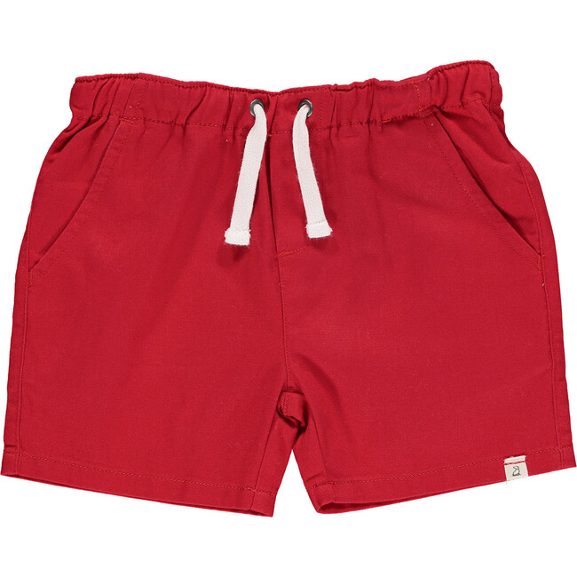 Twill Woven Shorts With Fake Tie Cord, Red