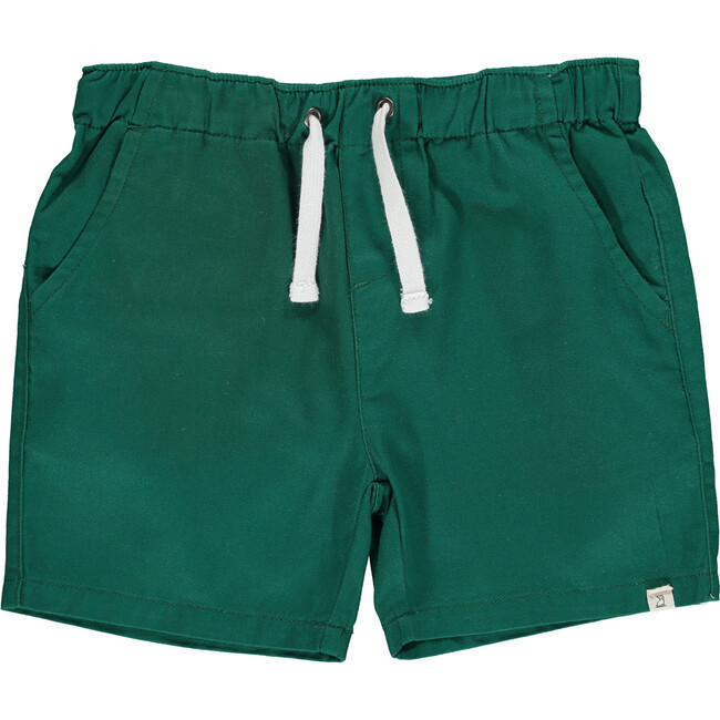 Twill Woven Shorts With Fake Tie Cord, Green