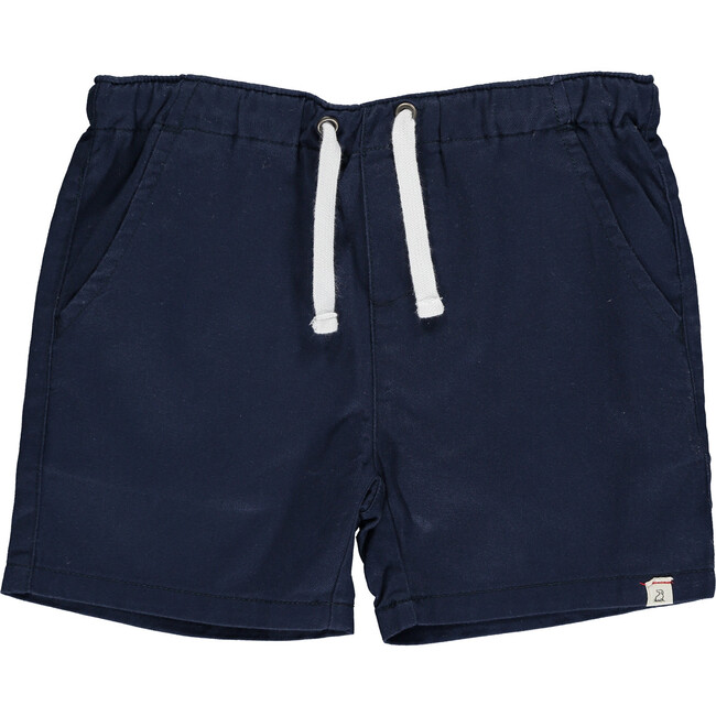 Twill Woven Shorts With Fake Tie Cord, Navy