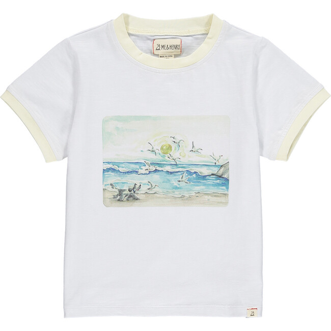 Tenth Season Henry At The Beach Graphic Print Tee, White - T-Shirts - 1
