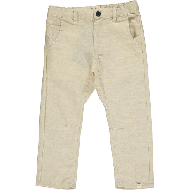 Soft Cotton Pants, Beige - Pants - 1
