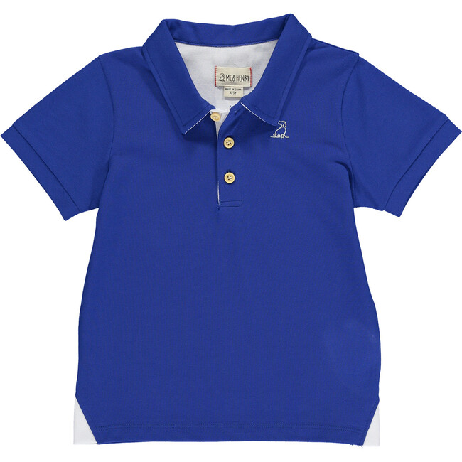 Short Sleeve Pique Polo Shirt With Henry Embroidery, Royal Blue