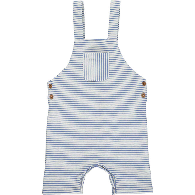 Stripe Jersey Overalls With Front Pocket, Blue And Grey