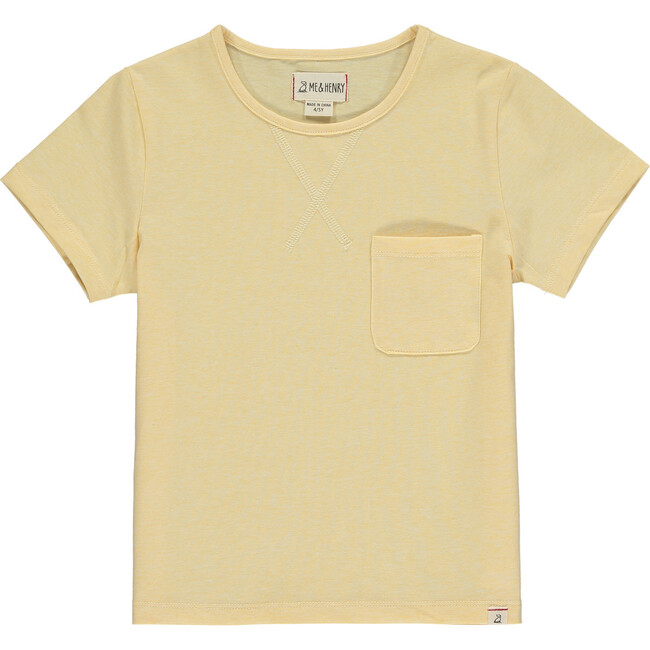 Crew Neck Short Sleeve Sports Tee, Yellow - T-Shirts - 1