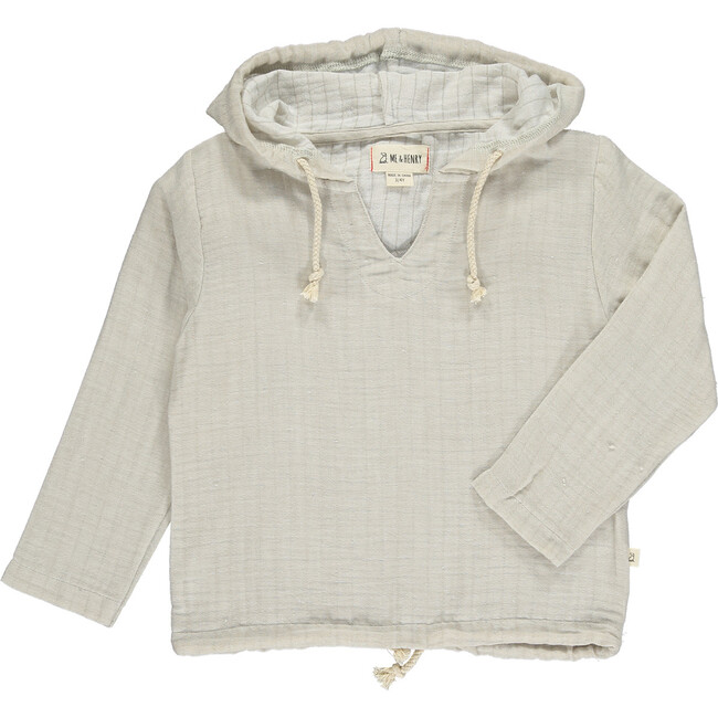 Cotton Gauze Hooded Top, Stone - Sweatshirts - 1