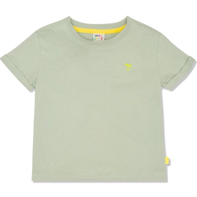 Mc Light Sage Ribbed Neck Short Sleeve T-Shirt, Green