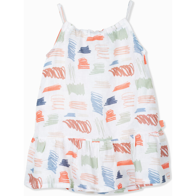 Scribble Linen Summer Dress, Plaid - Dresses - 1
