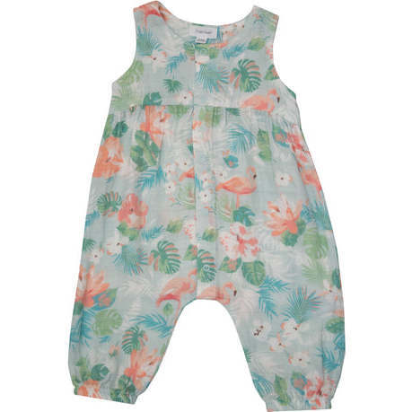 Floral Flamingos Snap Front Romper