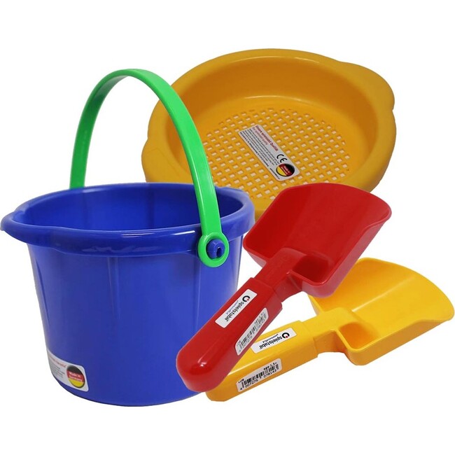 Toddler Sand Toys Bundle - Pail, Sieve and 2 Scoops (Colors Vary) - Water Toys - 1