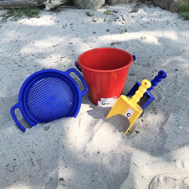 Sand Toys Bundle Includes Large Pail, Large Sieve, 2 Large Scoops (Colors Vary - Made in Germany) - Water Toys - 3