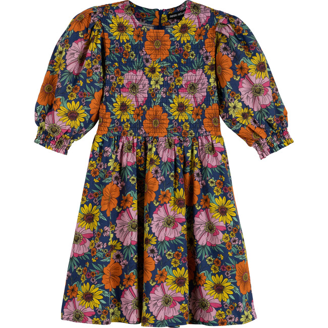 Lillibet Smocked Dress, 70's Multi Floral