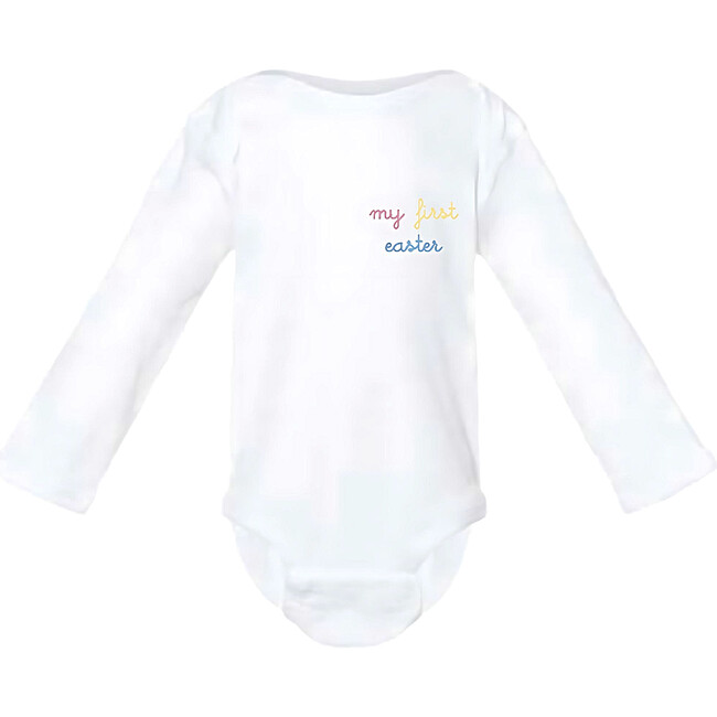 "My First Easter" Long Sleeve Onesie, White