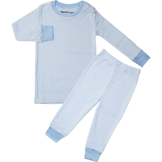 Classic Stripe Pajama Set, Light Blue