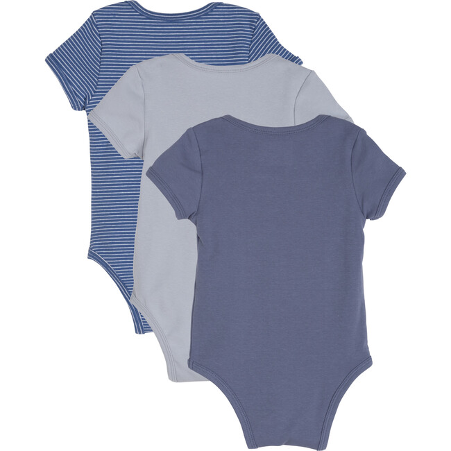 Baby Perry Short Sleeve Bodysuit Trio, Blue Multi - Onesies - 2