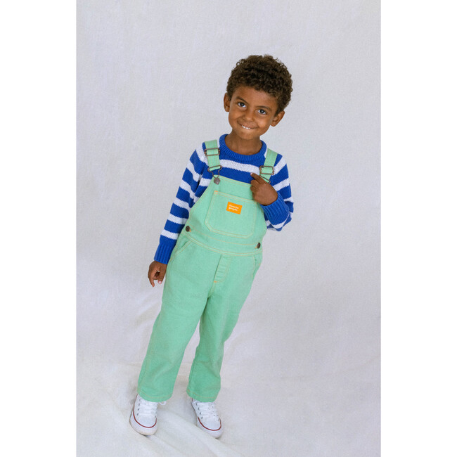 Straight Neckline Long Overalls, Green Cream - Overalls - 2