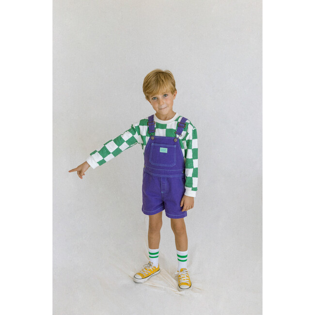 Straight Neckline Print Short Overalls, Violet Storm - Overalls - 2