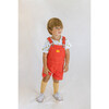 Straight Neckline Print Short Overalls, Hot Chilli - Overalls - 2