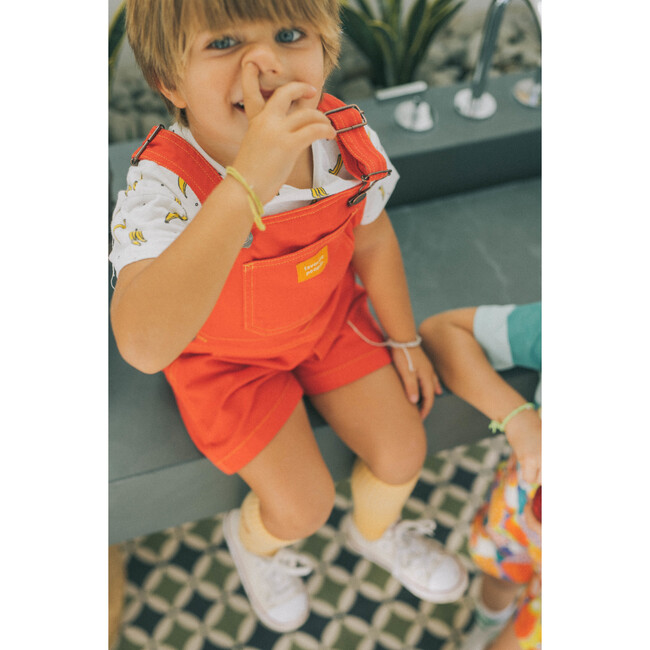 Straight Neckline Print Short Overalls, Hot Chilli - Overalls - 3