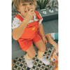 Straight Neckline Print Short Overalls, Hot Chilli - Overalls - 3