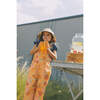 Straight Neckline Floral Print Long Overalls, Amber Glow - Overalls - 3