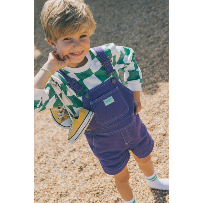 Straight Neckline Print Short Overalls, Violet Storm - Overalls - 5